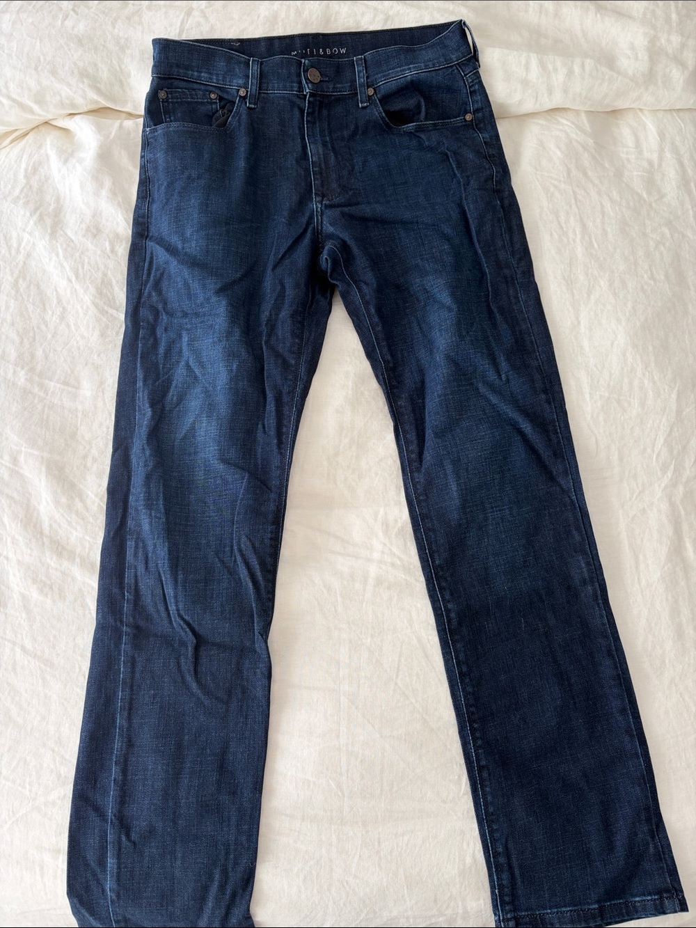 Mott & Bow Men's Straight Jeans in Dark Blue Denim